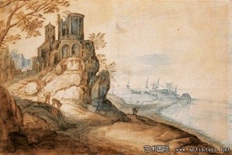 老杨·布吕赫尔的风景作品《崎岖海岸线与左边山上蒂沃利女巫寺庙》,是一个以现实观察为基础加入想象成分的典型案例。这两幅作品5月10日前展于上海龙美术馆(西岸馆)。(本版图片均由苏富比拍卖行提供)